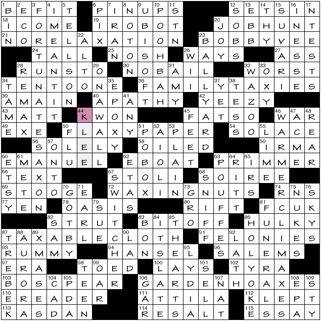 Sunday, January 15, 2017  Diary of a Crossword Fiend
