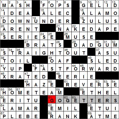 Los Angeles Times crossword puzzle answers 8 30 11