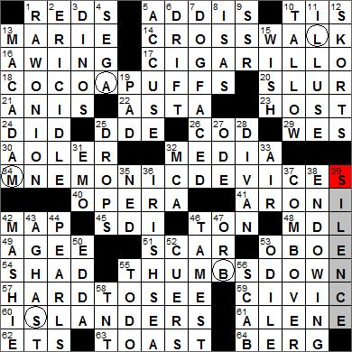 Los Angeles Times crossword answers 9 15 11
