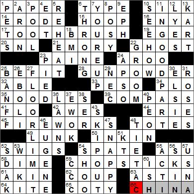 Los Angeles Times crossword solution 9 29 11