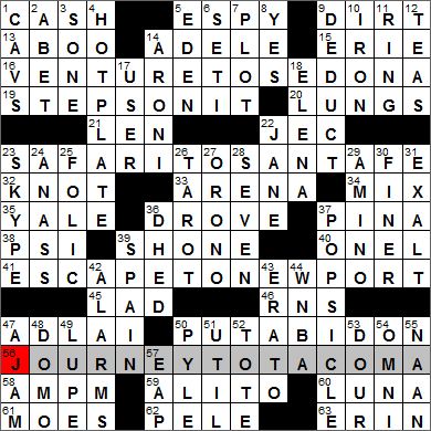Los Angeles Times crossword puzzle solution, 2 23 12