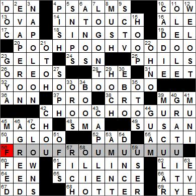 Los Angeles Times crossword puzzle solutions, 2 14 12