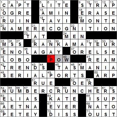 Los Angeles Times crossword puzzle solution, 2 7 12