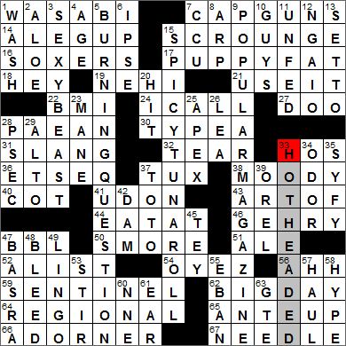 Los Angeles Times crossword puzzle solution, 3 8 12