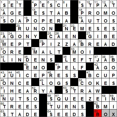 Los Angeles Times crossword solution, 5 31 12
