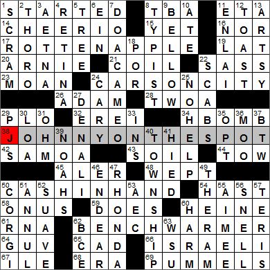 Los Angeles Times crossword solution, 7 31 12