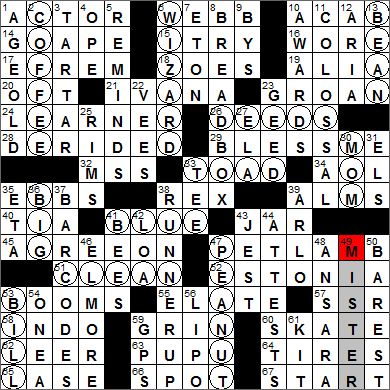 Los Angeles Times crossword solution, 8 28 12