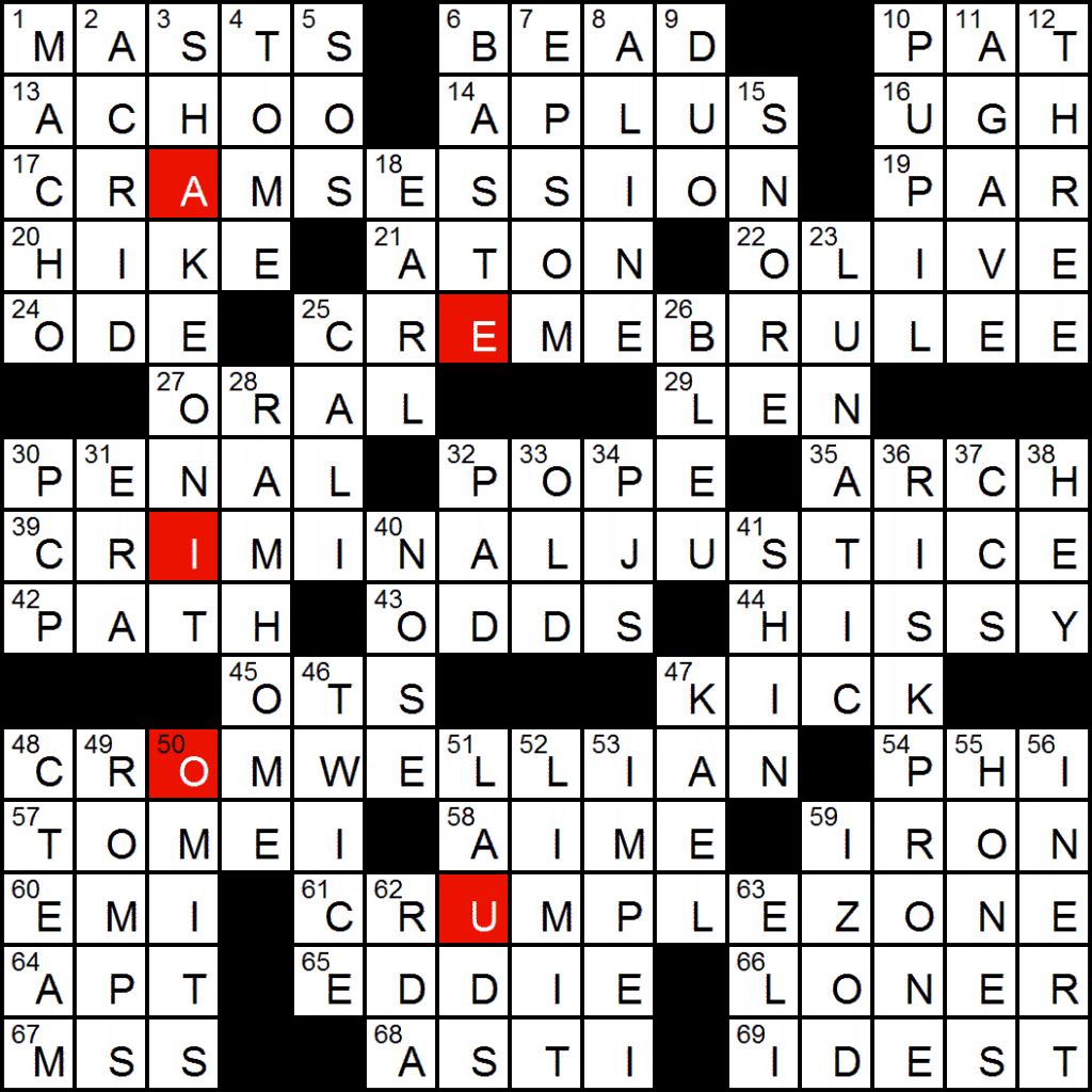 one clue crossword bonus puzzle being nice