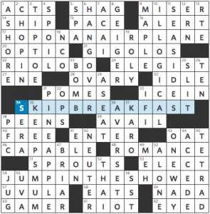 0604-18 NY Times Crossword Answers 4 Jun 2018, Monday 