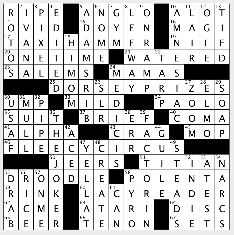 Slicker Eg Crossword