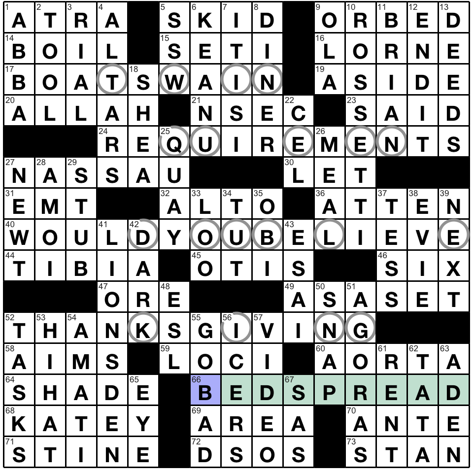 Monday, November 1, 1999 NYT crossword by Robert Frank