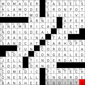 The New Yorker crossword solution, 3.11.19