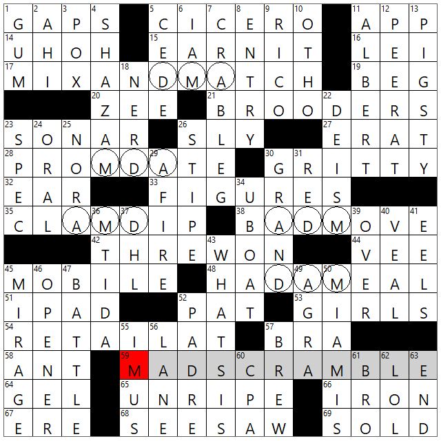 Pungent Party Bowlful Crossword