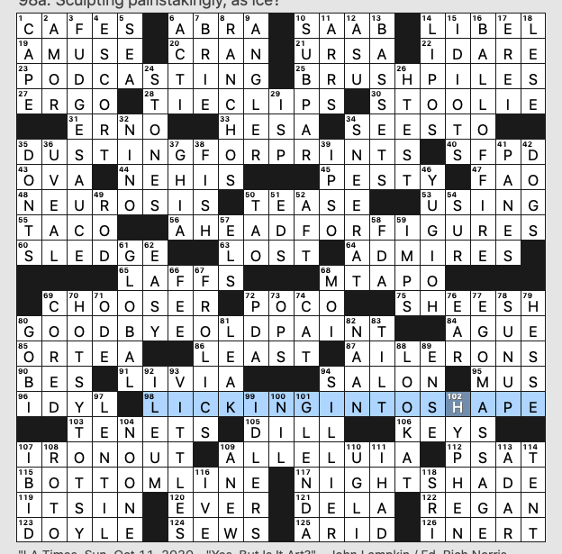 Sunday October 11 2020 Diary Of A Crossword Fiend