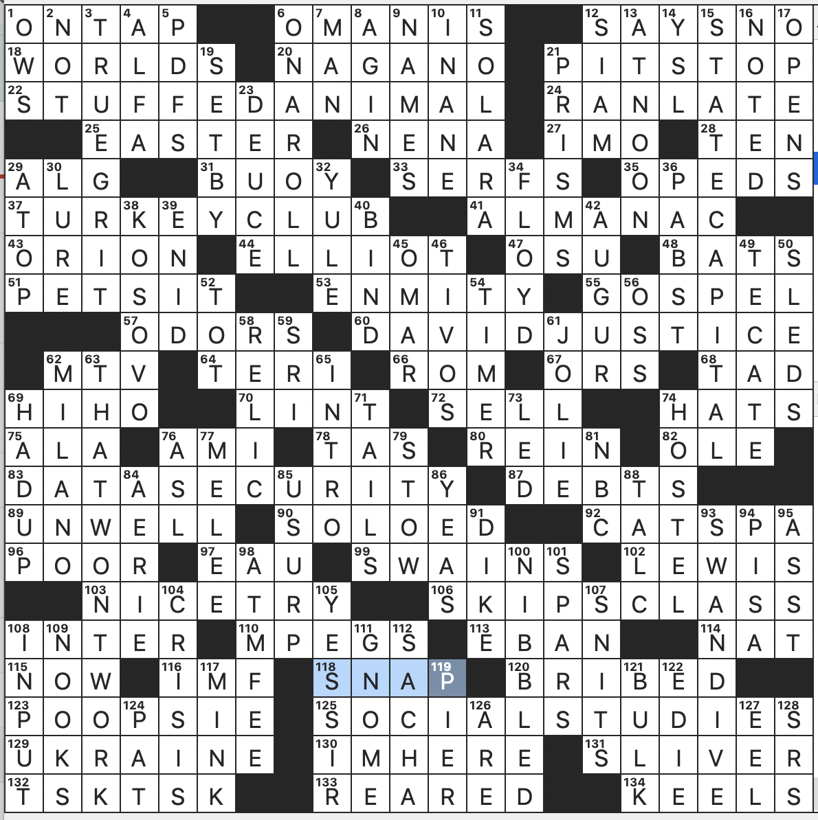 Newsday Crossword Puzzle for Dec 19, 2022, by Stanley Newman