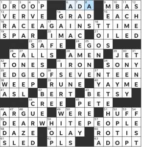 Doug Peterson & Brooke Husic's USA Today crossword, "Side Issues" solution for 10/1/2021
