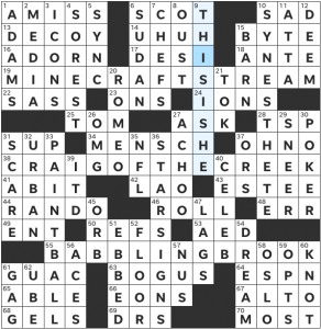 Brooke Husic's "Go with the Flow" 9/3/2021 USA Today crossword solution