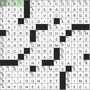 Thursday, November 4, 2021  Diary of a Crossword Fiend