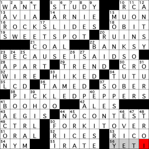 New Yorker crossword, Robyn Weintraub, Fri 09.03.21