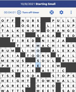 Claire RImkus's "Starting Small" USA Today crossword 10/8/2021 solution