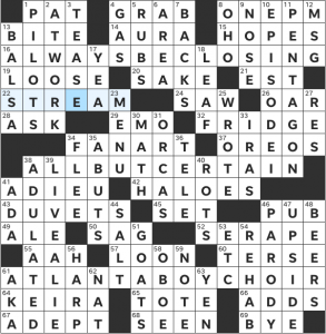 Zhouqin Burnikel's USA Today crossword, "Simple as ABC" solution for 10/3/2021