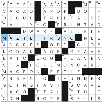 Monday, October 11, 2021 NYT crossword by Ben Pall