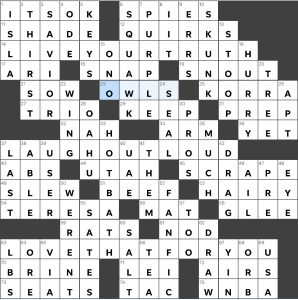 Completed USA Today crossword for Tuesday March 01, 2022