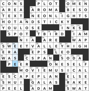 Kate Chin Park’s USA Today crossword, “End Notes” solution 3/4/2022