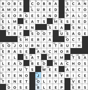 Zhouqin Burnikel's USA Today crossword, "The Grainy Bunch" solution for 3/6/2022