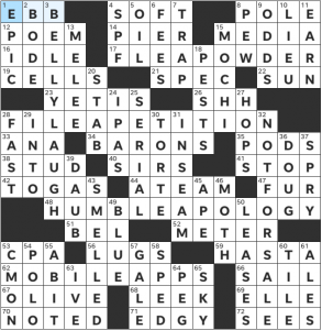 Zhouqin Burnikel's USA Today crossword, "Spring Forward" solution for 3/13/2022