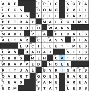 Erik Agard's USA Today crossword, "*" solution for 5/6/2022