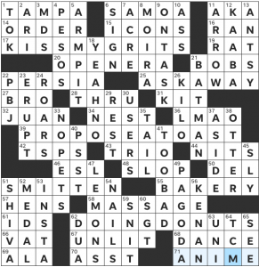 Kate Chin Park's USA Today crossword, "Breakfast Sides" solution for 5/13/2022