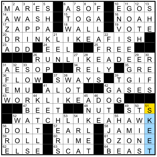 LA Times Crossword Answers Sunday May 15th 2022