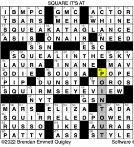 Brendan Emmett Quigley's Crossword #1473, “Square It's At” solution for 5/26/2022