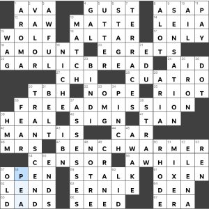 Completed USA Today crossword for Tuesday July 26, 2022