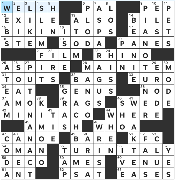 0723-17 New York Times Crossword Answers 23 Jul 17, Sunday 