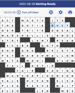 Rafael Musa's USA Today crossword, "Getting Reedy," solution for 8/26/2022