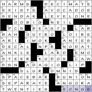 Wednesday, 3/31/10  Diary of a Crossword Fiend