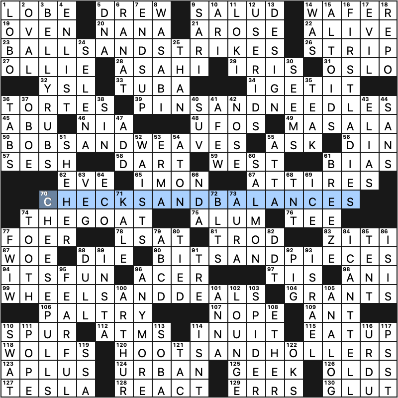 Solution to Evan Birnholz's Sept. 25 crossword, “Raise Your Glasses” - The  Washington Post