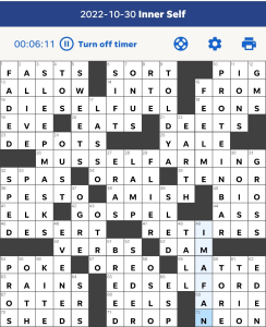 Zhouqin Burnikel's USA Today crossword, "Inner Self" solution for 10/30/2022