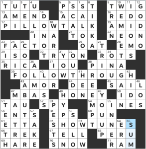 Brooke Husic's USA Today crossword, "Double Back" solution for 10/21/2022