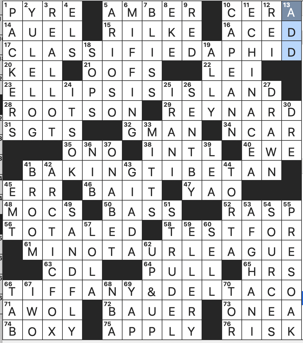 1027-23 NY Times Crossword 27 Oct 23, Friday 