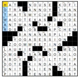 LA Times Crossword 11 Nov 20, Wednesday 