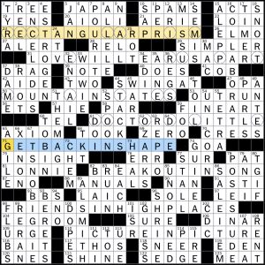 0501-23 NY Times Crossword 1 May 23, Monday 