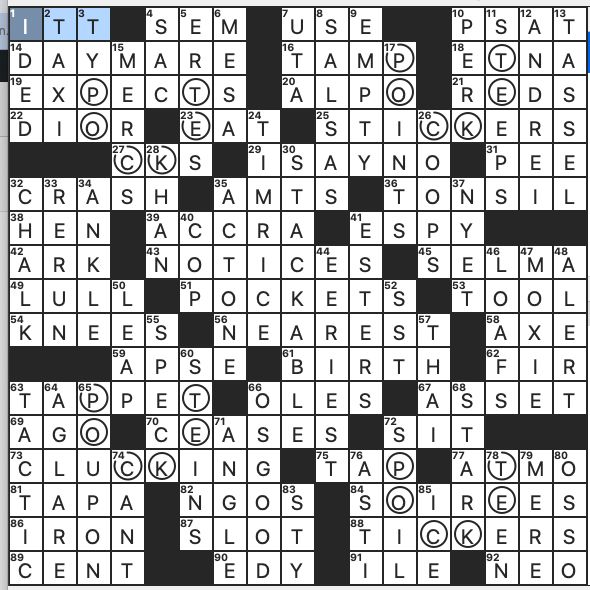 1213-23 NY Times Crossword 13 Dec 23, Wednesday 