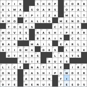 Completed USA Today crossword for Wednesday January 25, 2023