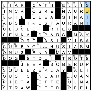 L.A.Times Crossword Corner: Friday, September 15, 2023, Zachary David Levy