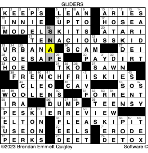 Brendan Emmett Quigley's Crossword #1537, “Gliders” solution for 1/5/2022