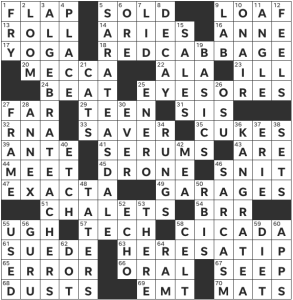 Zhouqin Burnikel's USA Today crossword, "Downrate" solution for 1/8/2022
