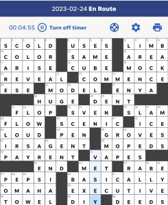 Erik Agard's USA Today crossword, "En Route" solution for 2/24/2023